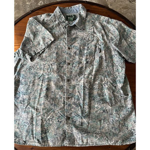 Woolrich Hommes Blue/Grey Floral Print Short Sleeve Shirt Men's X-Large